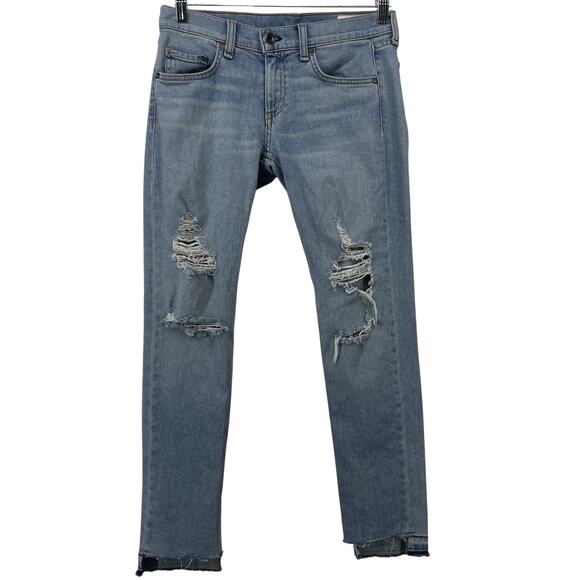 Rag & Bone Size 25 Dre Capri Distressed Jeans Frayed Step Hem Light Wash Marina - Picture 1 of 8